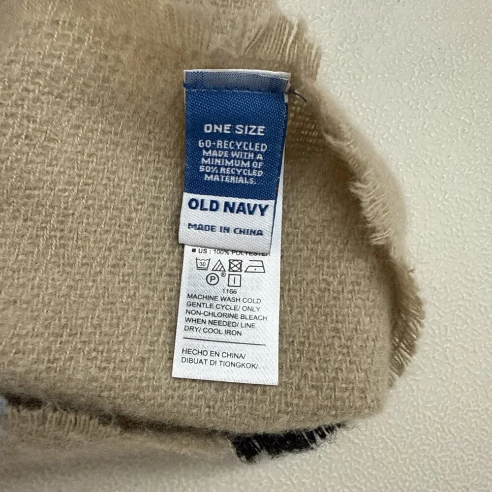 Old navy plaid tan and green shawl one size